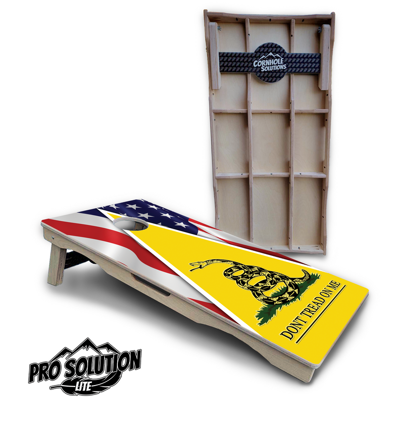 Pro Solution Lite - DTOM Yellow Triangle - Professional Tournament Cornhole Boards 3/4" Baltic Birch - Zero Bounce Zero Movement Vertical Interlocking Braces for Extra Weight & Stability +Double Thick Legs +Airmail Blocker