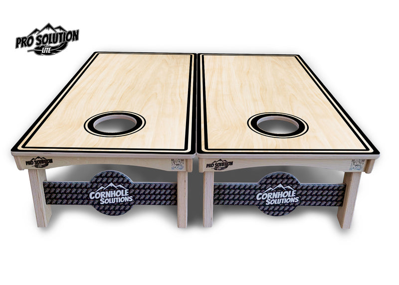 Pro Solution Lite - Pinstripe Design Options - Professional Tournament Cornhole Boards 3/4" Baltic Birch - Zero Bounce Zero Movement Vertical Interlocking Braces for Extra Weight & Stability +Double Thick Legs +Airmail Blocker