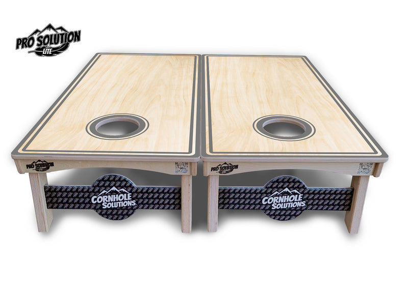 Pro Solution Lite - Pinstripe Design Options - Professional Tournament Cornhole Boards 3/4" Baltic Birch - Zero Bounce Zero Movement Vertical Interlocking Braces for Extra Weight & Stability +Double Thick Legs +Airmail Blocker