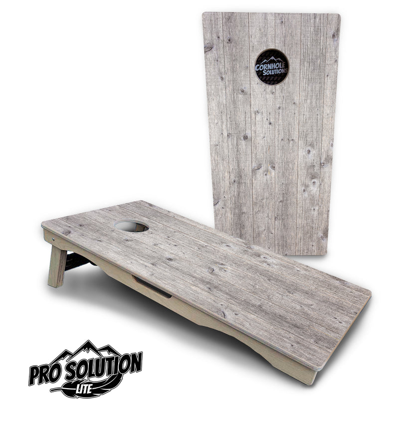 Pro Solution Lite - Grey Driftwood - Professional Tournament Cornhole Boards 3/4" Baltic Birch - Zero Bounce Zero Movement Vertical Interlocking Braces for Extra Weight & Stability +Double Thick Legs +Airmail Blocker