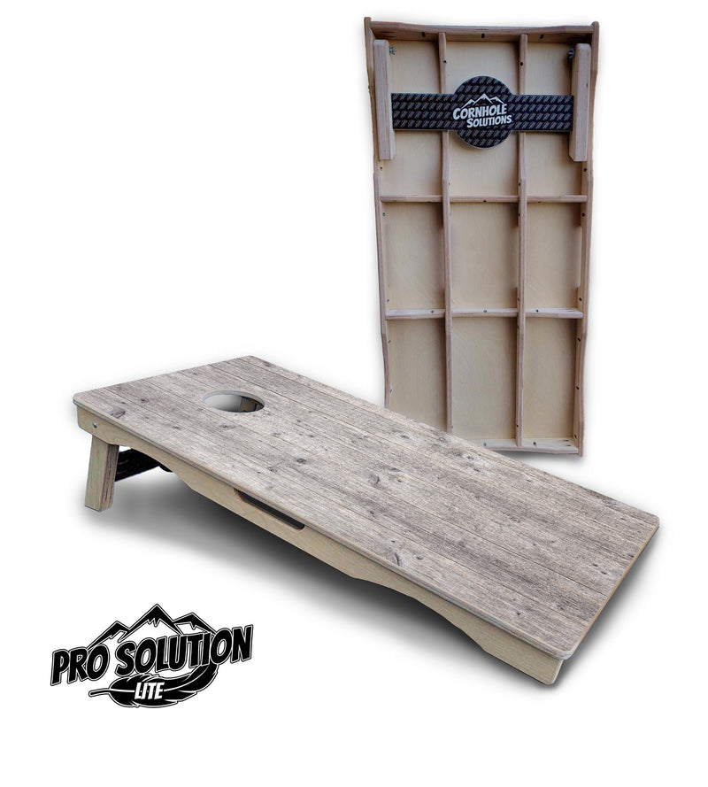 Pro Solution Elite - Grey Driftwood - Professional Tournament Cornhole Boards 3/4" Baltic Birch - Zero Bounce Zero Movement Vertical Interlocking Braces for Extra Weight & Stability +Double Thick Legs +Airmail Blocker