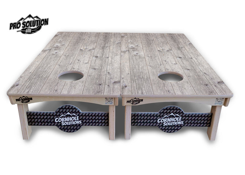 Pro Solution Lite - Grey Driftwood - Professional Tournament Cornhole Boards 3/4" Baltic Birch - Zero Bounce Zero Movement Vertical Interlocking Braces for Extra Weight & Stability +Double Thick Legs +Airmail Blocker