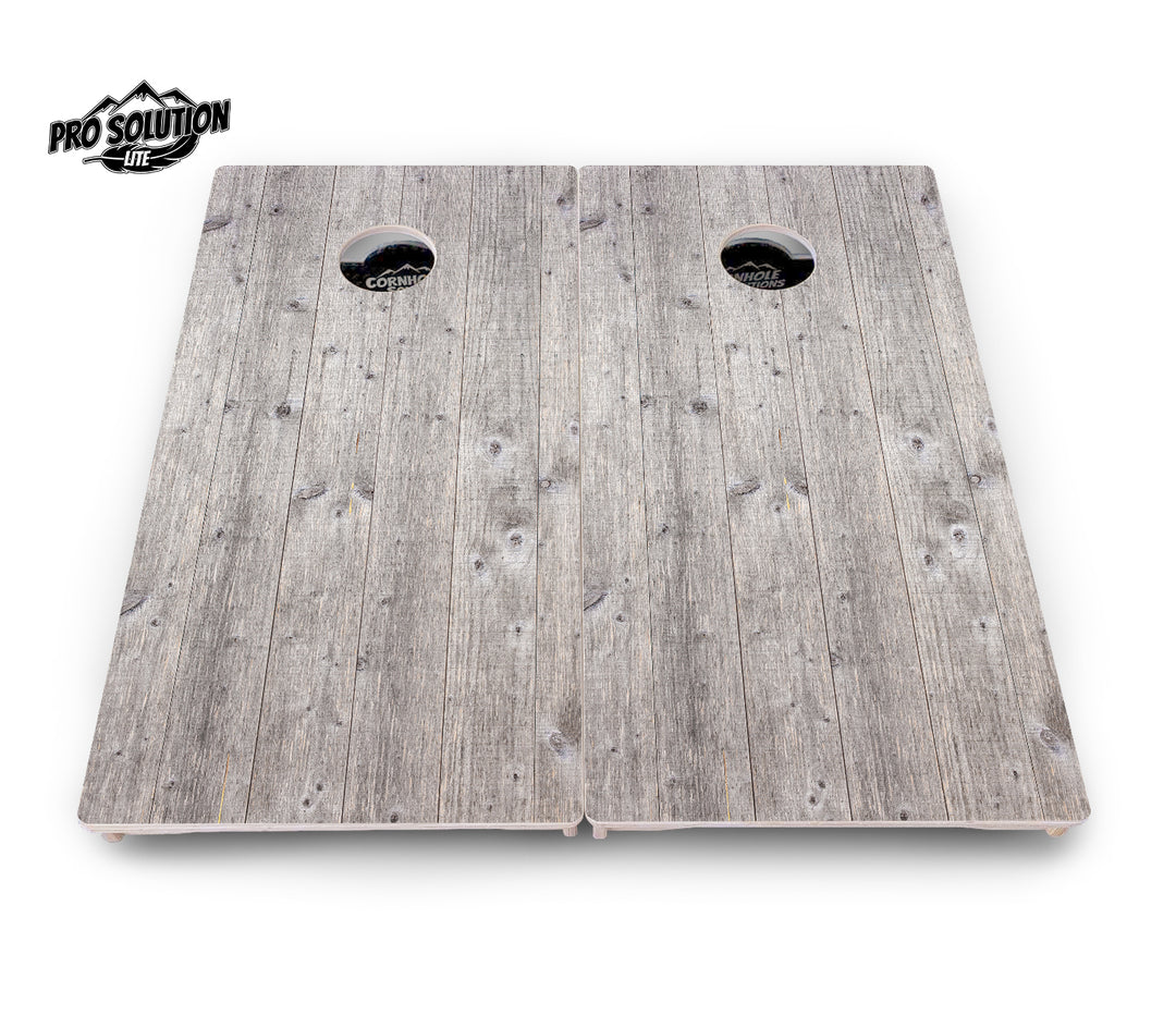 Driftwood Grey Stained Cornhole Boards - Pro Solution Lite Series