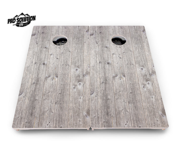 Driftwood Grey Stained Cornhole Boards - Pro Solution Lite Series