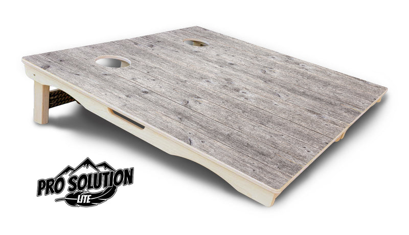 Pro Solution Lite - Grey Driftwood - Professional Tournament Cornhole Boards 3/4" Baltic Birch - Zero Bounce Zero Movement Vertical Interlocking Braces for Extra Weight & Stability +Double Thick Legs +Airmail Blocker