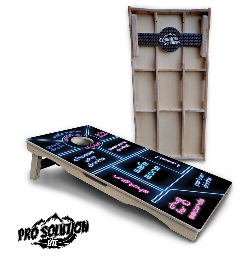 Pro Solution Lite - Drinking Game - Professional Tournament Cornhole Boards 3/4" Baltic Birch - Zero Bounce Zero Movement Vertical Interlocking Braces for Extra Weight & Stability +Double Thick Legs +Airmail Blocker