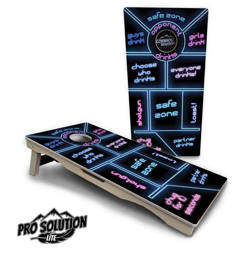 Pro Solution Lite - Drinking Game - Professional Tournament Cornhole Boards 3/4" Baltic Birch - Zero Bounce Zero Movement Vertical Interlocking Braces for Extra Weight & Stability +Double Thick Legs +Airmail Blocker