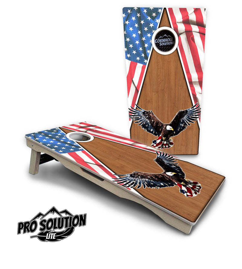 Pro Solution Elite - Eagle Triangle Design Options - Professional Tournament Cornhole Boards 3/4" Baltic Birch - Zero Bounce Zero Movement Vertical Interlocking Braces for Extra Weight & Stability +Double Thick Legs +Airmail Blocker