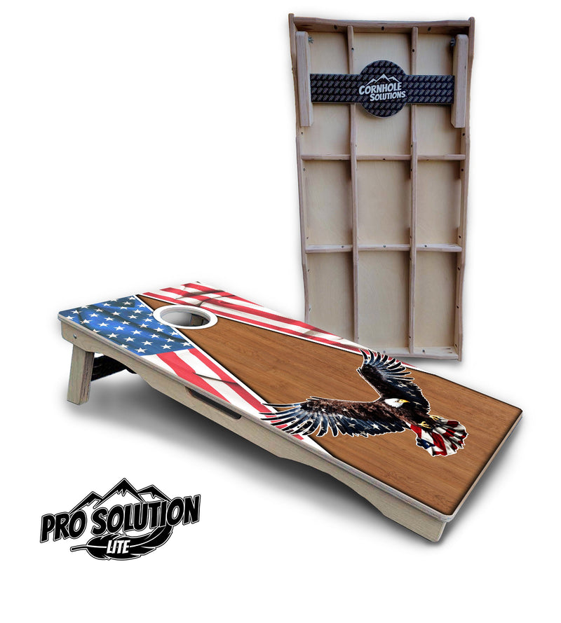 Pro Solution Elite - Eagle Triangle Design Options - Professional Tournament Cornhole Boards 3/4" Baltic Birch - Zero Bounce Zero Movement Vertical Interlocking Braces for Extra Weight & Stability +Double Thick Legs +Airmail Blocker