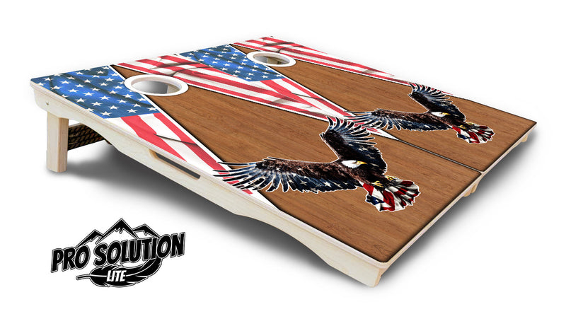 Pro Solution Elite - Eagle Triangle Design Options - Professional Tournament Cornhole Boards 3/4" Baltic Birch - Zero Bounce Zero Movement Vertical Interlocking Braces for Extra Weight & Stability +Double Thick Legs +Airmail Blocker