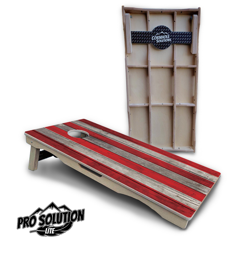 Pro Solution Lite - Large Stars & Stripes Design Options - Professional Tournament Cornhole Boards 3/4" Baltic Birch - Zero Bounce Zero Movement Vertical Interlocking Braces for Extra Weight & Stability +Double Thick Legs +Airmail Blocker