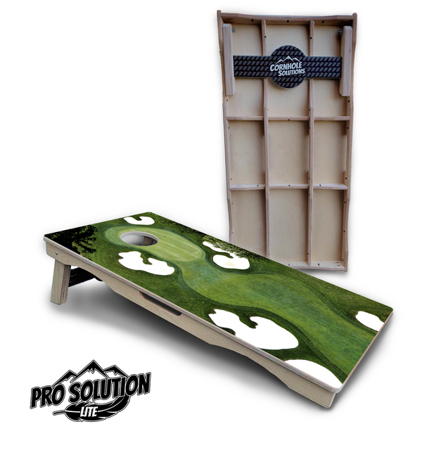 Pro Solution Lite - Golf Course - Professional Tournament Cornhole Boards 3/4" Baltic Birch - Zero Bounce Zero Movement Vertical Interlocking Braces for Extra Weight & Stability +Double Thick Legs +Airmail Blocker