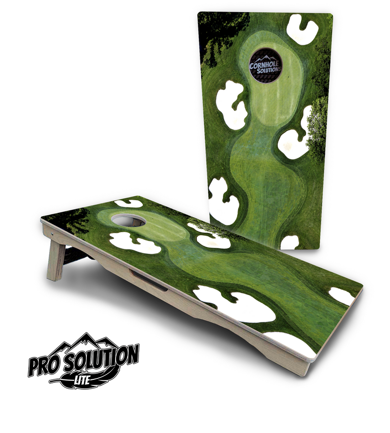 Pro Solution Lite - Golf Course - Professional Tournament Cornhole Boards 3/4" Baltic Birch - Zero Bounce Zero Movement Vertical Interlocking Braces for Extra Weight & Stability +Double Thick Legs +Airmail Blocker