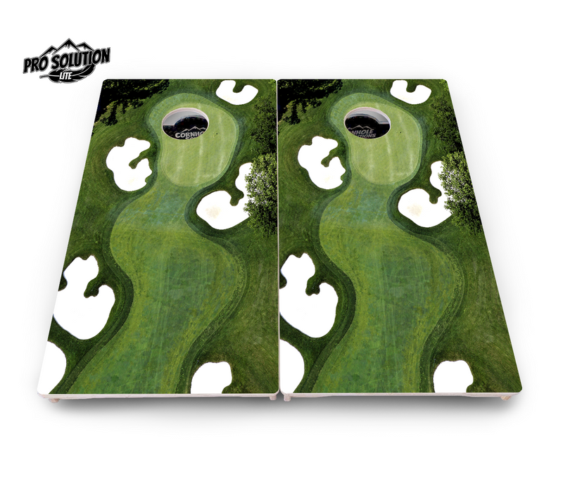 Pro Solution Lite - Golf Course - Professional Tournament Cornhole Boards 3/4" Baltic Birch - Zero Bounce Zero Movement Vertical Interlocking Braces for Extra Weight & Stability +Double Thick Legs +Airmail Blocker