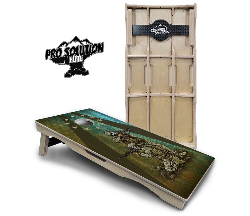 Pro Solution Elite - Artist Series Design Options - Professional Tournament Cornhole Boards 3/4" Baltic Birch - Zero Bounce Zero Movement Vertical Interlocking Braces for Extra Weight & Stability +Double Thick Legs +Airmail Blocker