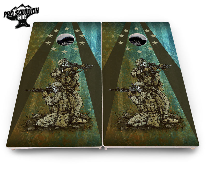 Pro Solution Elite - Artist Series Design Options - Professional Tournament Cornhole Boards 3/4" Baltic Birch - Zero Bounce Zero Movement Vertical Interlocking Braces for Extra Weight & Stability +Double Thick Legs +Airmail Blocker