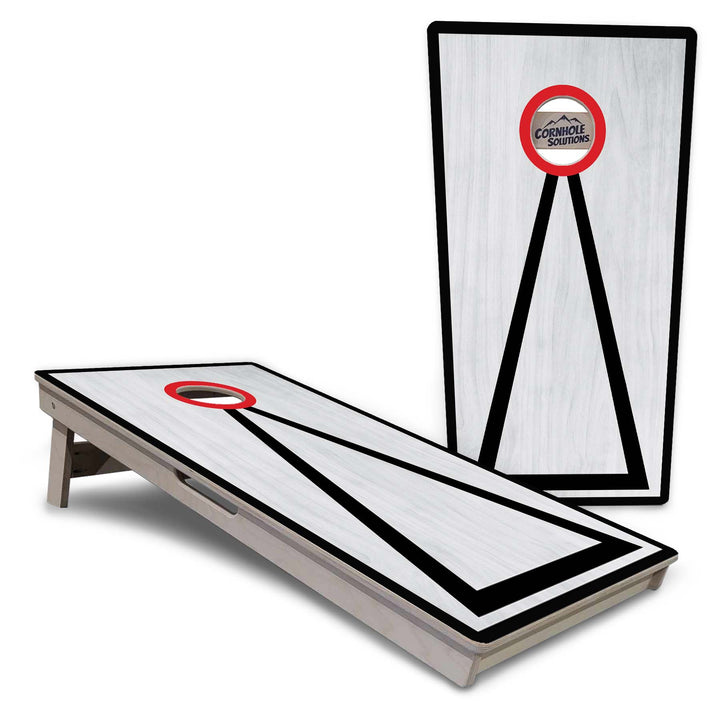 Red/Black Hole Ring Grey Wash Cornhole Boards - Professional Tournament Series