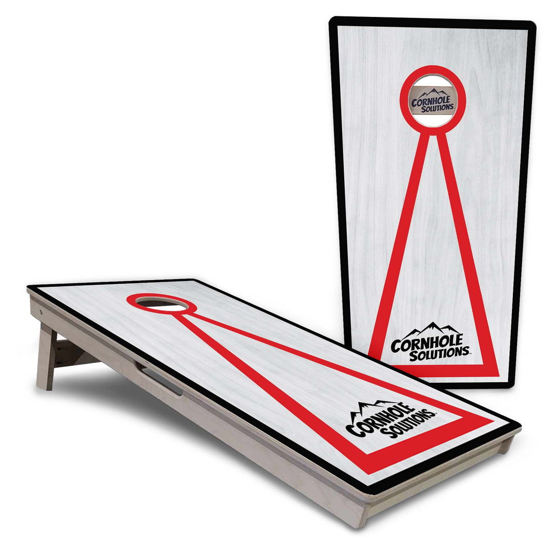 Red/Black Hole Ring Grey Wash Cornhole Boards - Professional Tournament Series