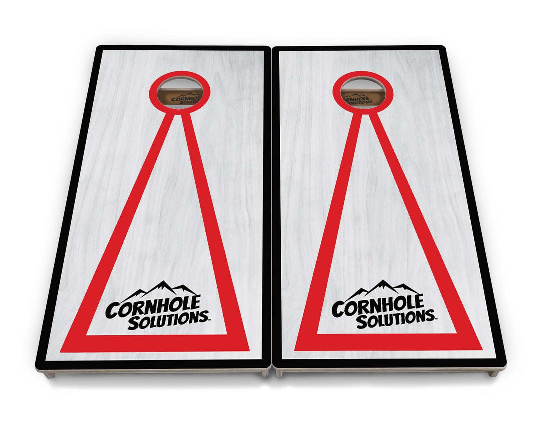 Red/Black Hole Ring Grey Wash Cornhole Boards - Professional Tournament Series