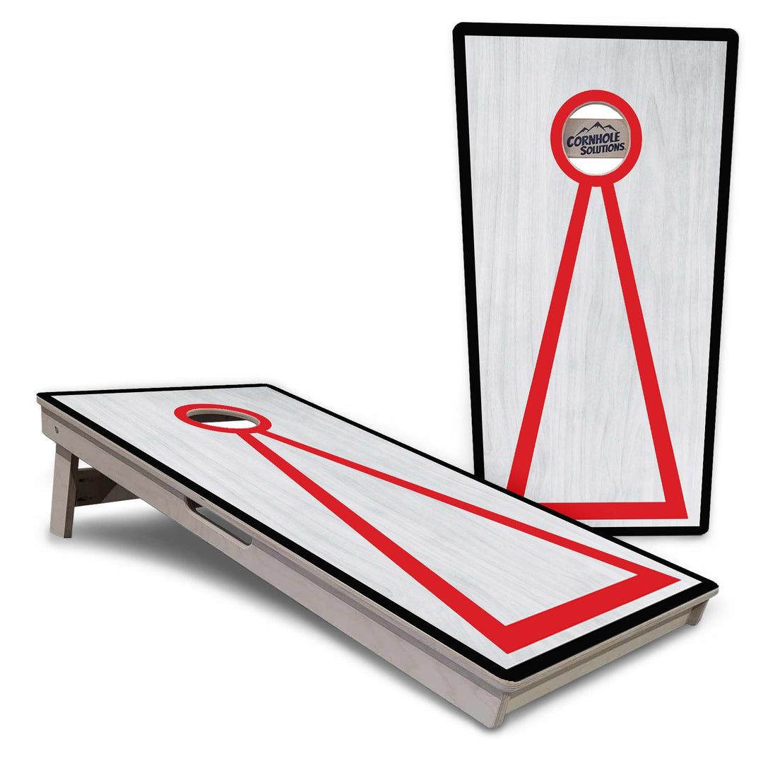 Red/Black Hole Ring Grey Wash Cornhole Boards - Professional Tournament Series
