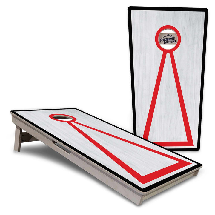 Red/Black Hole Ring Grey Wash Cornhole Boards - Professional Tournament Series