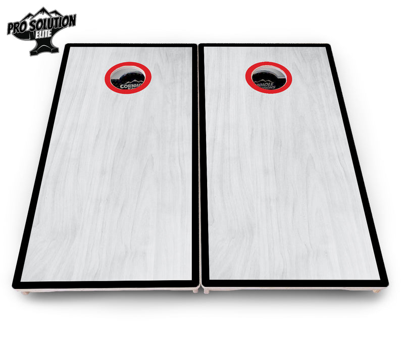 Pro Solution Elite - Red/Black Hole Ring Grey Wash Design Options - Professional Tournament Cornhole Boards 3/4" Baltic Birch - Zero Bounce Zero Movement Vertical Interlocking Braces for Extra Weight & Stability +Double Thick Legs +Airmail Blocker