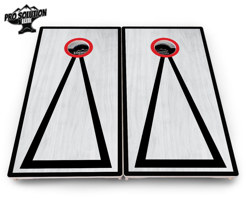 Pro Solution Elite - Red/Black Hole Ring Grey Wash Design Options - Professional Tournament Cornhole Boards 3/4" Baltic Birch - Zero Bounce Zero Movement Vertical Interlocking Braces for Extra Weight & Stability +Double Thick Legs +Airmail Blocker