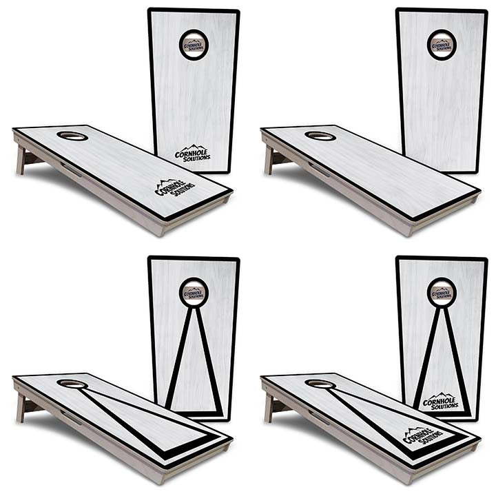 Red/Black Hole Ring Grey Wash Cornhole Boards - Professional Tournament Series