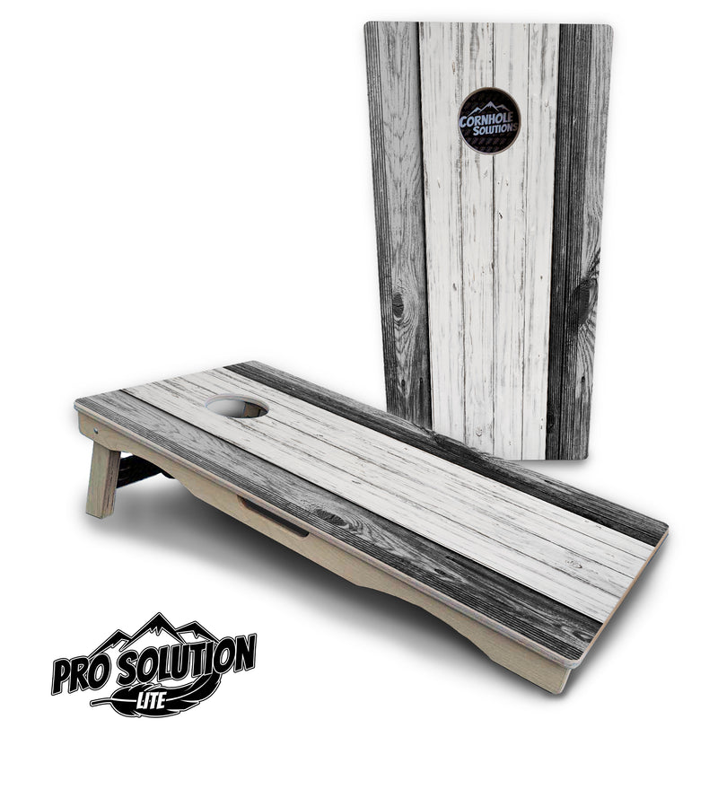 Pro Solution Lite - Grey Two Tone Slats - Professional Tournament Cornhole Boards 3/4" Baltic Birch - Zero Bounce Zero Movement Vertical Interlocking Braces for Extra Weight & Stability +Double Thick Legs +Airmail Blocker