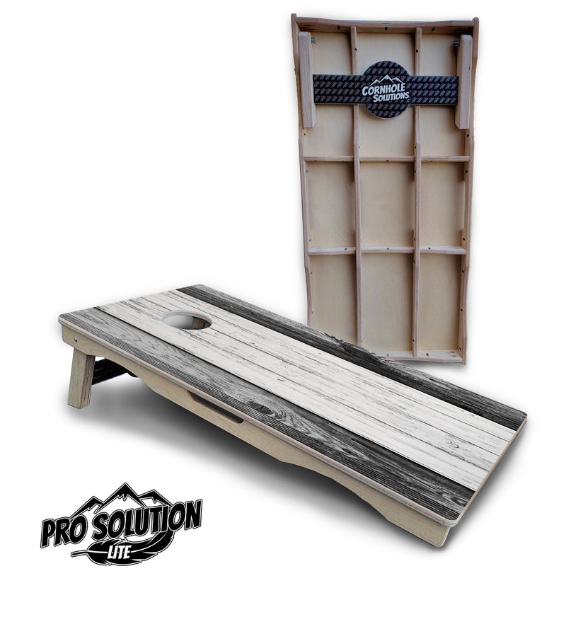 Pro Solution Lite - Grey Two Tone Slats - Professional Tournament Cornhole Boards 3/4" Baltic Birch - Zero Bounce Zero Movement Vertical Interlocking Braces for Extra Weight & Stability +Double Thick Legs +Airmail Blocker