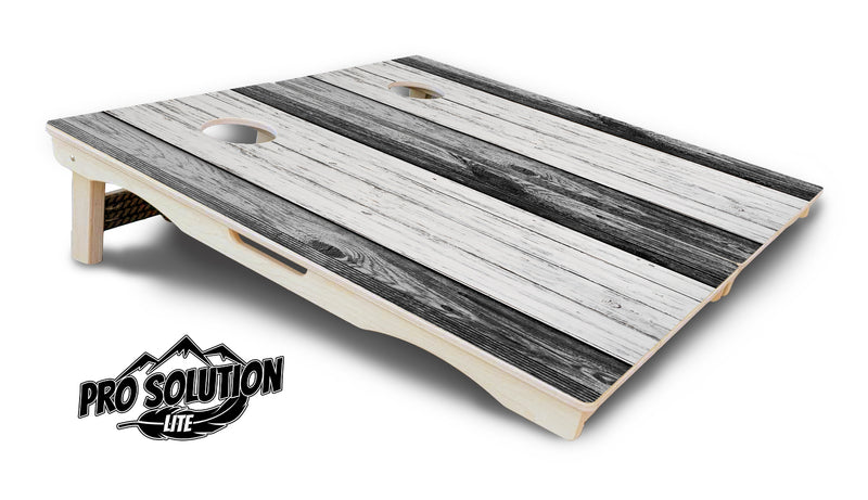 Pro Solution Lite - Grey Two Tone Slats - Professional Tournament Cornhole Boards 3/4" Baltic Birch - Zero Bounce Zero Movement Vertical Interlocking Braces for Extra Weight & Stability +Double Thick Legs +Airmail Blocker