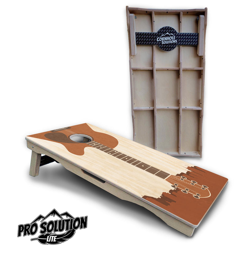 Pro Solution Lite - Guitar - Professional Tournament Cornhole Boards 3/4" Baltic Birch - Zero Bounce Zero Movement Vertical Interlocking Braces for Extra Weight & Stability +Double Thick Legs +Airmail Blocker