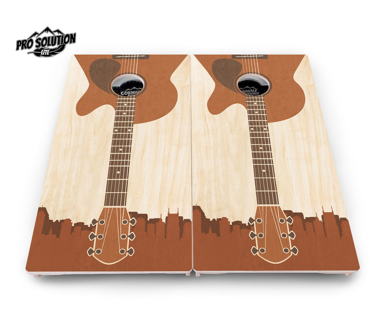 Pro Solution Lite - Guitar - Professional Tournament Cornhole Boards 3/4" Baltic Birch - Zero Bounce Zero Movement Vertical Interlocking Braces for Extra Weight & Stability +Double Thick Legs +Airmail Blocker