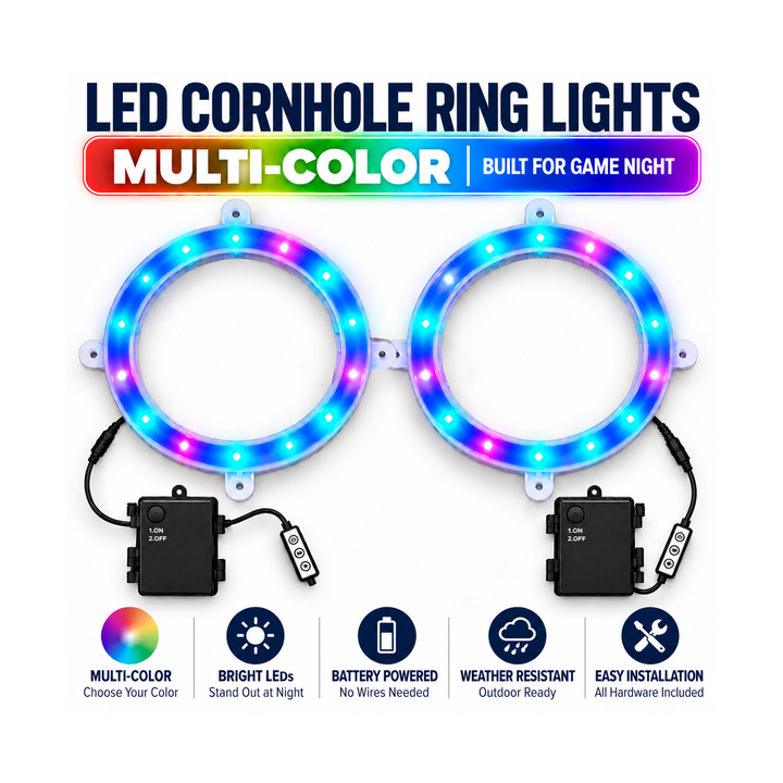 LED Cornhole Light Rings – Set of 2 – 20 Color Modes