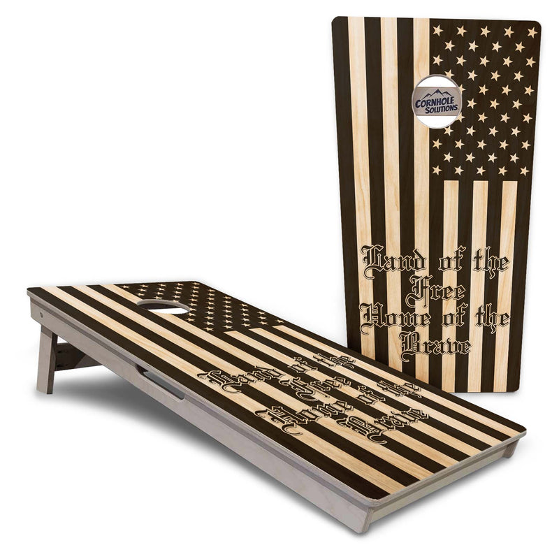 Tournament Boards - Land Of the Free Flag Options - Professional Tournament 2'x4' Regulation Cornhole Set - 3/4″ Baltic Birch + UV Direct Print + UV Clear Coat