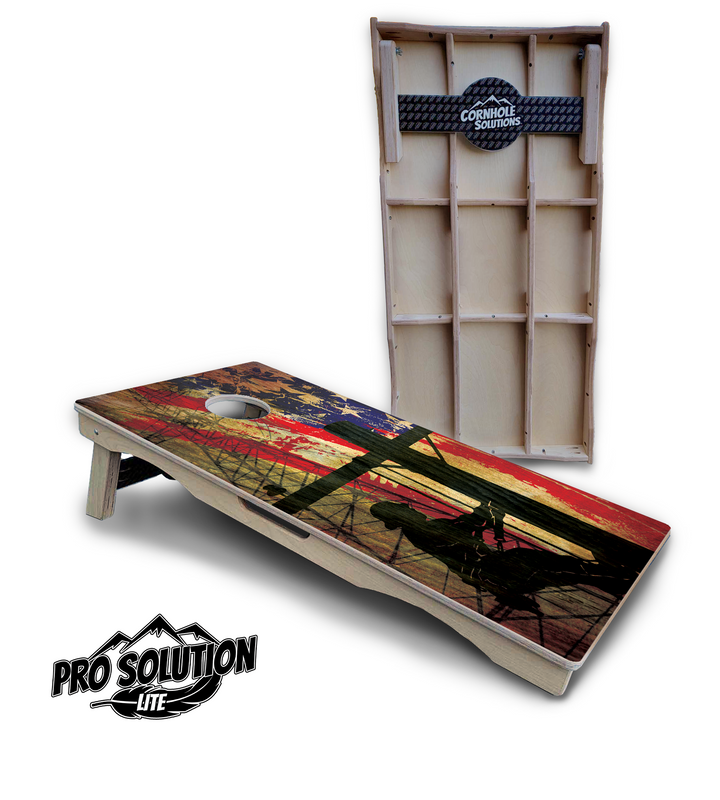 Faded Lineman Flag Cornhole Boards - Pro Solution Lite Series