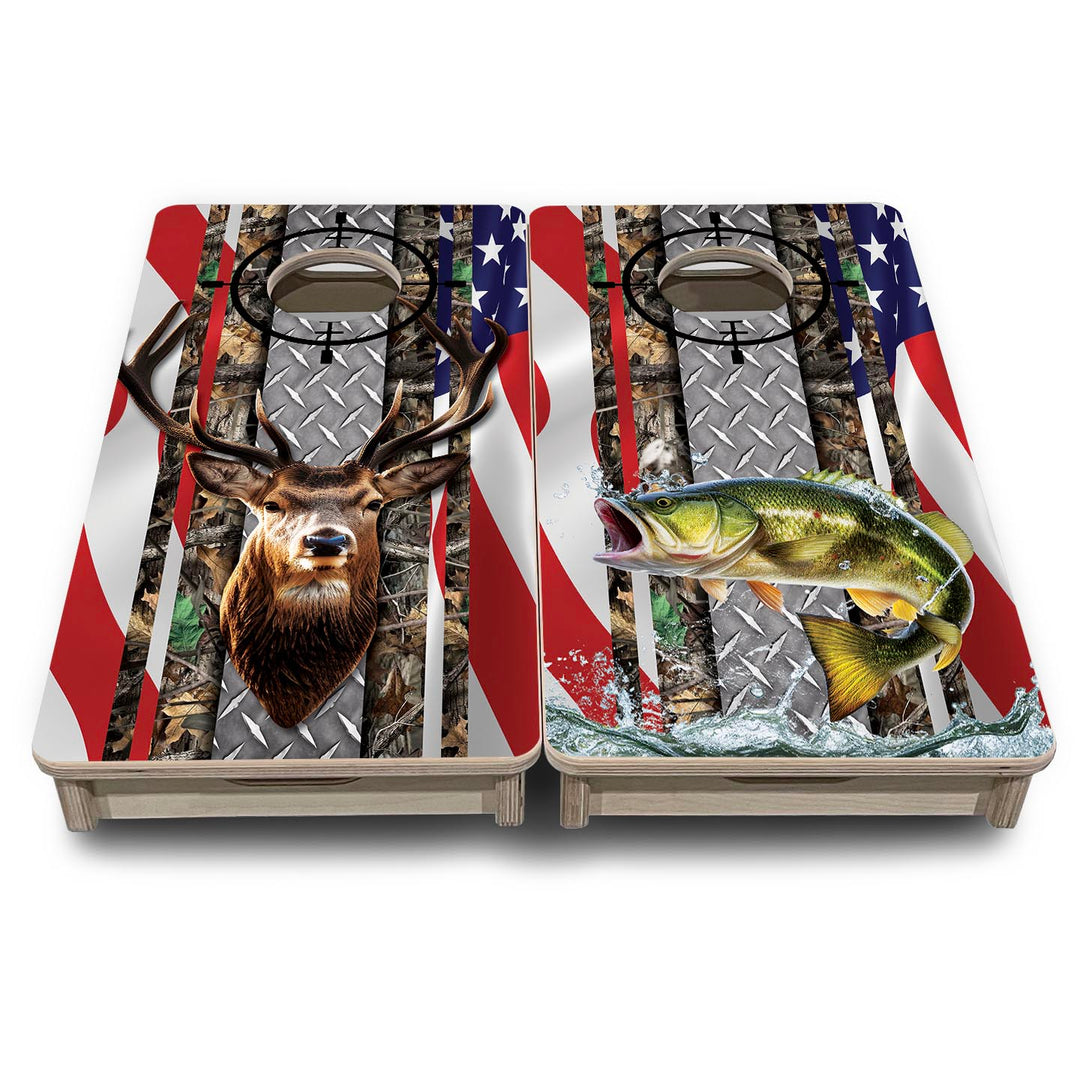 Scope Deer & Fish Flag - Mini or Vacation Size Cornhole Boards