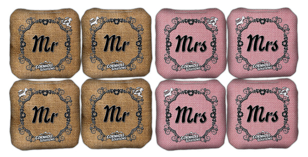 Pro Style Regulation 6x6 - Rec Cornhole Bags - Mr & Mrs Wedding Bags - Speed 4 & 7 (Set of 4 or 8 Bags)