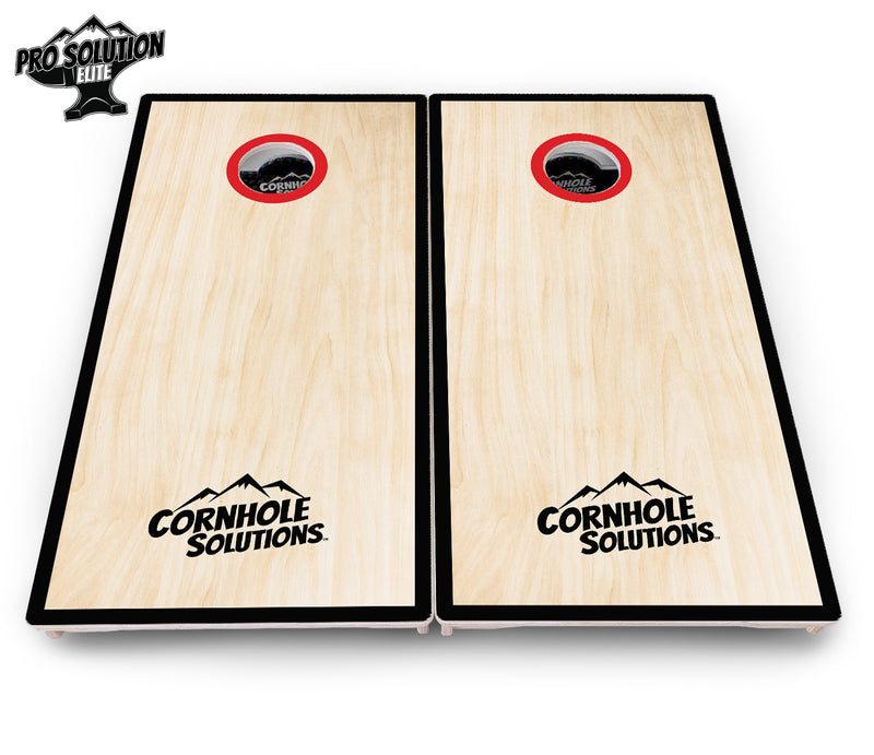 Pro Solution Elite - Red/Black Hole Ring Design Options - Professional Tournament Cornhole Boards 3/4" Baltic Birch - Zero Bounce Zero Movement Vertical Interlocking Braces for Extra Weight & Stability +Double Thick Legs +Airmail Blocker