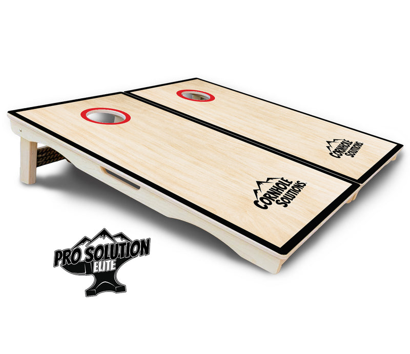 Pro Solution Elite - Red/Black Hole Ring Design Options - Professional Tournament Cornhole Boards 3/4" Baltic Birch - Zero Bounce Zero Movement Vertical Interlocking Braces for Extra Weight & Stability +Double Thick Legs +Airmail Blocker