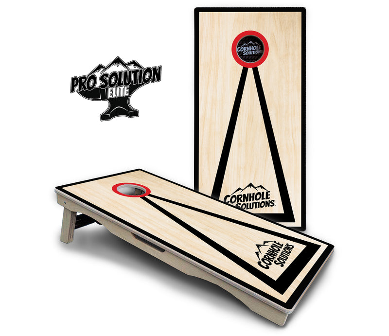 Pro Solution Elite - Red/Black Hole Ring Design Options - Professional Tournament Cornhole Boards 3/4" Baltic Birch - Zero Bounce Zero Movement Vertical Interlocking Braces for Extra Weight & Stability +Double Thick Legs +Airmail Blocker