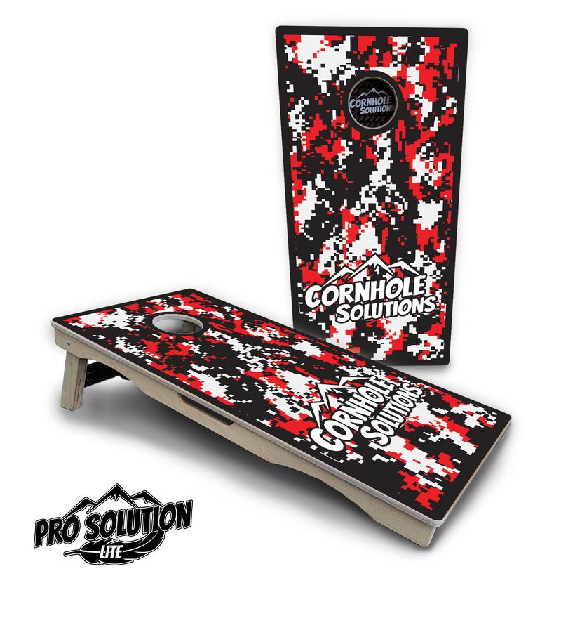 Pro Solution Lite - Digital Camo - Professional Tournament Cornhole Boards 3/4" Baltic Birch - Zero Bounce Zero Movement Vertical Interlocking Braces for Extra Weight & Stability +Double Thick Legs +Airmail Blocker