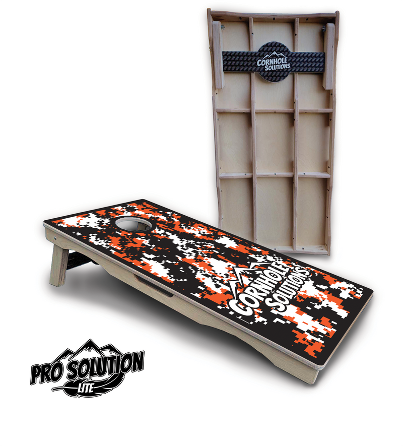 Pro Solution Elite - Digital Camo - Professional Tournament Cornhole Boards 3/4" Baltic Birch - Zero Bounce Zero Movement Vertical Interlocking Braces for Extra Weight & Stability +Double Thick Legs +Airmail Blocker