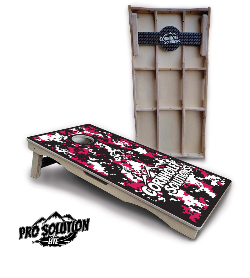 Pro Solution Lite - Digital Camo - Professional Tournament Cornhole Boards 3/4" Baltic Birch - Zero Bounce Zero Movement Vertical Interlocking Braces for Extra Weight & Stability +Double Thick Legs +Airmail Blocker