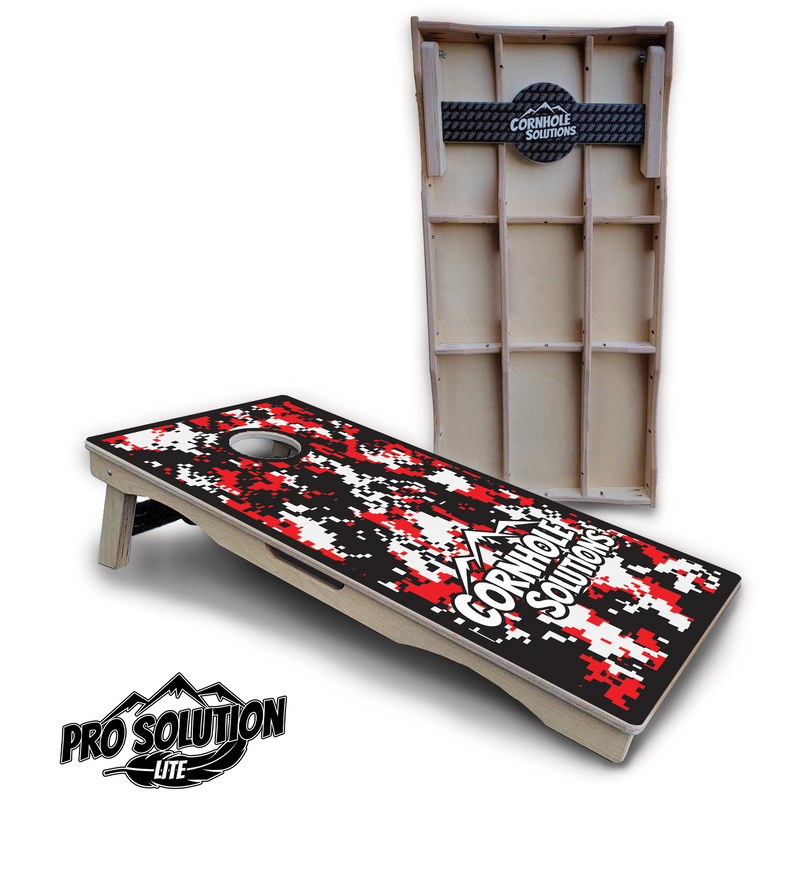 Pro Solution Elite - Digital Camo - Professional Tournament Cornhole Boards 3/4" Baltic Birch - Zero Bounce Zero Movement Vertical Interlocking Braces for Extra Weight & Stability +Double Thick Legs +Airmail Blocker