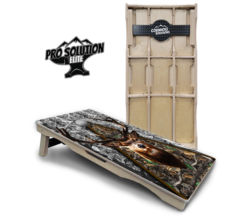 Pro Solution Elite - Deer Head Triangle - Professional Tournament Cornhole Boards 3/4" Baltic Birch - Zero Bounce Zero Movement Vertical Interlocking Braces for Extra Weight & Stability +Double Thick Legs +Airmail Blocker