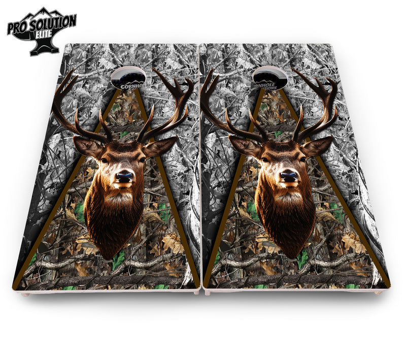 Pro Solution Elite - Deer Head Triangle - Professional Tournament Cornhole Boards 3/4" Baltic Birch - Zero Bounce Zero Movement Vertical Interlocking Braces for Extra Weight & Stability +Double Thick Legs +Airmail Blocker