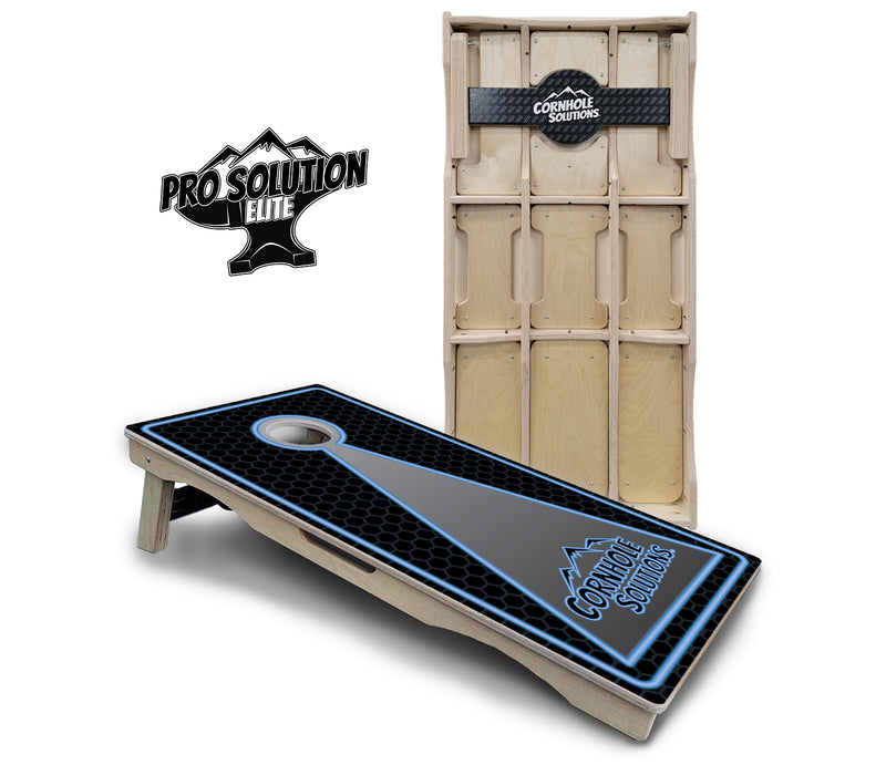 Pro Solution Elite - Neon CS Design - Professional Tournament Cornhole Boards 3/4" Baltic Birch - Zero Bounce Zero Movement Vertical Interlocking Braces for Extra Weight & Stability +Double Thick Legs +Airmail Blocker