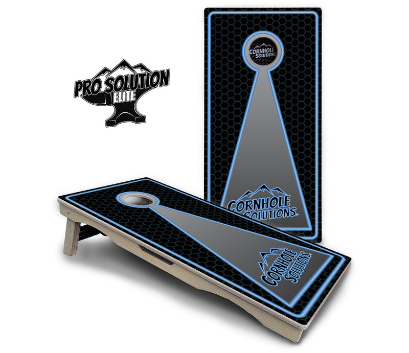 Pro Solution Elite - Neon CS Design - Professional Tournament Cornhole Boards 3/4" Baltic Birch - Zero Bounce Zero Movement Vertical Interlocking Braces for Extra Weight & Stability +Double Thick Legs +Airmail Blocker