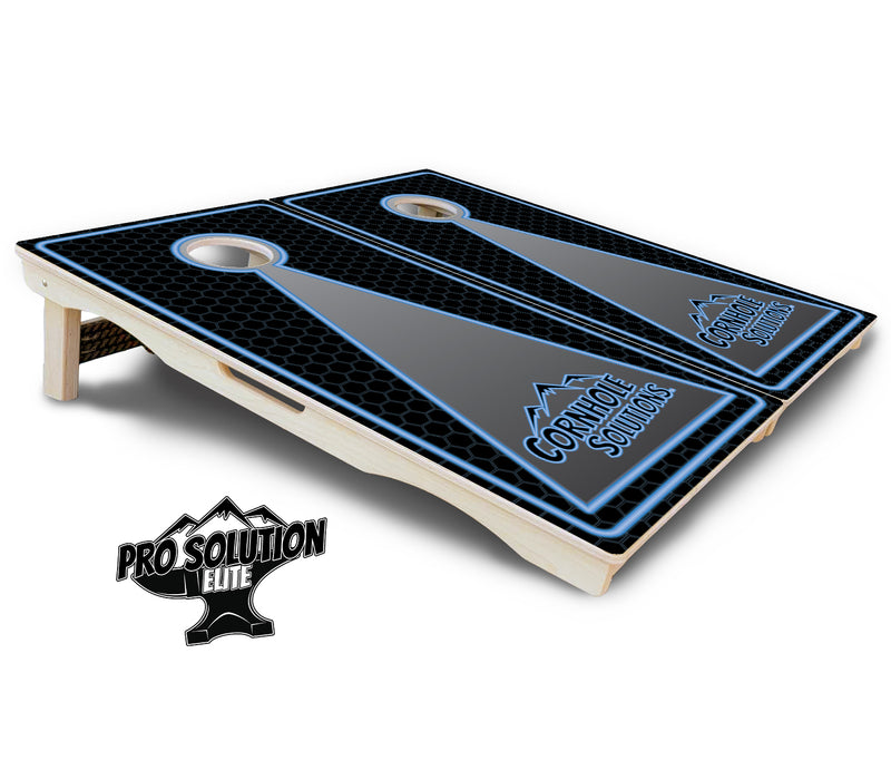 Pro Solution Elite - Neon CS Design - Professional Tournament Cornhole Boards 3/4" Baltic Birch - Zero Bounce Zero Movement Vertical Interlocking Braces for Extra Weight & Stability +Double Thick Legs +Airmail Blocker